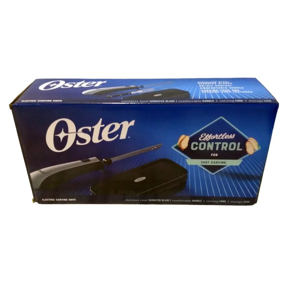 Oster Electric Knife with Carving Fork Storage Case cut Turkey Chicken Ham Bread